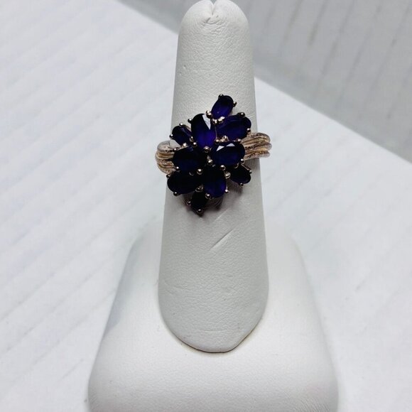 Marquise Cut Vintage Purple Lolite Sterling Silver Cocktail Ring Size 6 - Picture 1 of 7